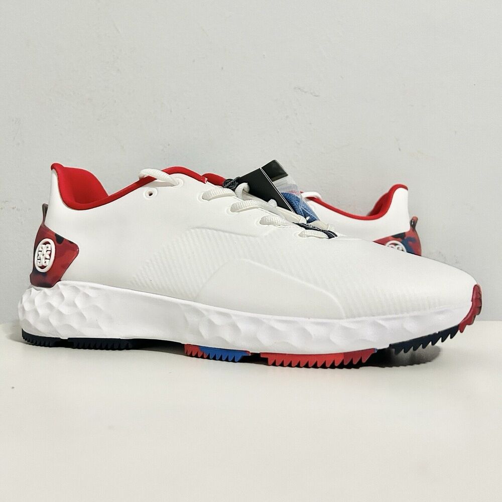 G/Fore G4 Men’s Size 11.5 MG4+ Camo White Red Blue Spikeless Golf Shoes No Lid